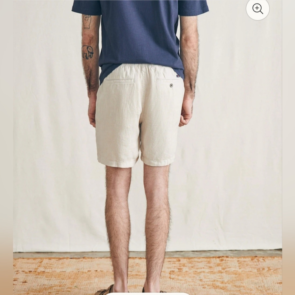 Faherty Essential Linen Short In Weathered Sand - Picture 2 of 14